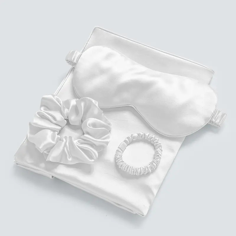 3 Piece Pillowcase Gift Set 1 Pcs Pure Mulberry Soft Silk Pillowcase with Envelope Closure for Hair and Skin and Silk