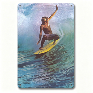 Plaque Métallique Vintage Hawaïenne de Surf, Décoration Murale Paysage Naturel des Îles Hawaïennes, pour Porche et Intérieur, 14x20cm - Product Image 4