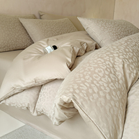 Ensemble de literie de luxe moderne en coton 100% premium 60S 200TC, motif floral jacquard gaufré, 4 pièces, housse de couette, taies d'oreiller
