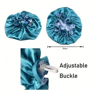 Bonnet de nuit réversible en satin pour femme, grande taille, avec double dentelle, pour le soin des cheveux, vente en gros - Product Image 3