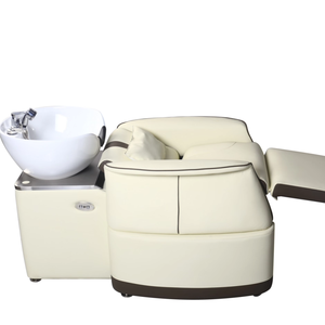 Nuevo sillón de lavado de cabello eléctrico de alta gama para <span class=keywords><strong>spa</strong></span> y salón de belleza, con elevación de piernas, semireclinable, lavabo de cerámica con descarga de agua y espacio de almacenamiento. - Product Image 4