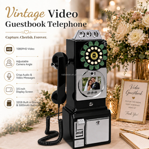 Téléphone mural rétro antique pour livre d'or audio et vidéo, idéal pour mariages, fêtes et anniversaires, avec fonction sans fil - Product Image 3