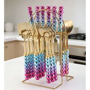 Ensemble de couverts de luxe en acier inoxydable, style classique, 4/24 cuillères, couteaux, fourchettes, ensemble de couverts de Noël - Product Image 1