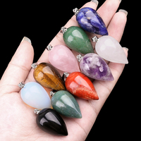 Pendentif délicat en pierre précieuse naturelle en forme de goutte d'eau, breloque en cristal poli, bijou à porter au quotidien, cadeau pour une amie
