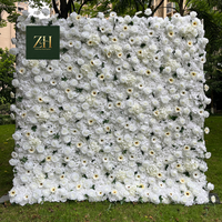 Mur de fleurs 8x8 pieds, toile de fond 3D, fleurs artificielles en tissu rose rouge, mur de fleurs suspendues pour la décoration de mariage, d'anniversaire ou d'événement
