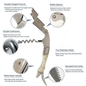 <span class=keywords><strong>Tire</strong></span>-bouchon à vin en acier <span class=keywords><strong>Laguiole</strong></span> moderne à double charnière avec poignée en résine et corps plat en métal - Product Image 6