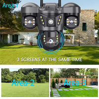 Caméra de sécurité réseau 3 objectifs V380PRO Caméra de sécurité extérieure sans fil 4G IP avec carte SIM CCTV solaire Wi-Fi
