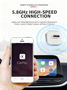 Adaptateur CarPlay sans fil USB A prenant en charge Apple CarPlay et Android Auto, adaptateur USB A vers USB C inclus, design cubique monolithique - Product Image 2