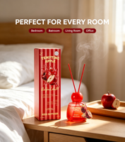 Diffuseur de parfum LOVALI 100ml à la pomme irrésistible, flacon en verre rouge de luxe, écologique, parfum fruité longue durée, parfum d'ambiance pour la maison