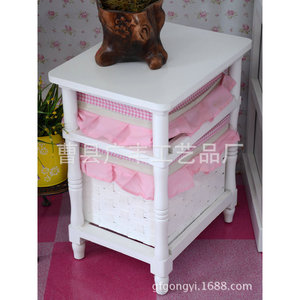 White Solid Wood Bedside Table Double Layer <b>Storage</b> <b>Cabinet</b> For <b>Bedroom</b> Durable Country Style - Product Image 3