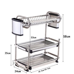 Stainless Steel Double Tier Modern <b>Kitchen</b> Towel <b>Rack</b> Waterproof Non-Folding <b>Storage</b> Holder - Product Image 2