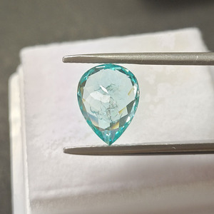 Piedras preciosas sueltas en forma de pera, cultivadas en laboratorio, Paraiba, corte triturado, tamaño 7x9mm, para la elaboración de collares. - Product Image 3