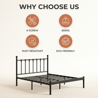 Base de Cama Alta de Hierro Forjado con Espacio de Almacenamiento Debajo de la Cama, Ahorro de Espacio, Cama Metálica Estable, Silenciosa y Fácil de Limpiar, Muebles para Dormitorio