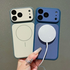 Funda de cuero magnética tejida con carga inalámbrica para iPhone 12-17 Pro Max, cubierta rígida protectora de fábrica para negocios y tecnología. - Product Image 1