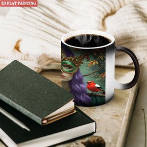 Heat Sensitive Color Changing Mug Frosted Black 11oz <b>Ceramic</b> <b>Cup</b> With 2D Flat Painting Design - Product Image 3