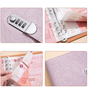 Carpeta de ahorro de dinero de 50 páginas con clip, de cuero PU, para guardar billetes, monedas y recibos, tipo cartera con anillas, <span class=keywords><strong>libro</strong></span> de presupuesto para ahorro - Product Image 4