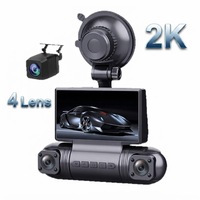 Caméra embarquée 2K à 4 objectifs et 4 canaux, DVR avant et arrière pour voiture avec WiFi, capteur G, vision nocturne infrarouge 170° °   Grand angle pour toutes les voitures