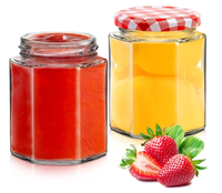 Hexagonal Glass Jam Jars with Red Gingham Lid