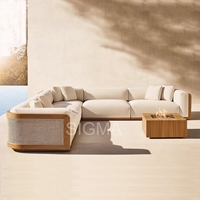 UV-beständiges Teak Outdoor Sofa Set Sofa Sessel Teak Couch tisch für Coastal Patios