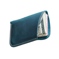 Dompet Pria Kulit Sapi Asli Motif Lanskap Vintage Buatan Tangan, Anti RFID, Model Pendek Terbuka