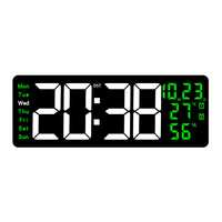 Grande horloge murale numérique électrique en ABS, design abstrait moderne à face unique, affichage LED LUMINOVA multifonctionnel avec semaine et heure d'été