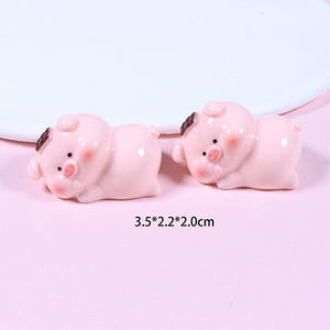Gran oferta estilo <span class=keywords><strong>Kawaii</strong></span> 3D Artificial Rosa cerdo gordo diseño resina cabujones Elf Props - Product Image 6