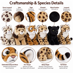 Peluches Géantes Personnalisées : Lion, Tigre, Guépard, Léopard, Panthère Noire, Léopard des Neiges – OEM, ODM, Vente en Gros, Cadeau pour ZOO, Musée, Commerce de Détail, Usine - Product Image 6