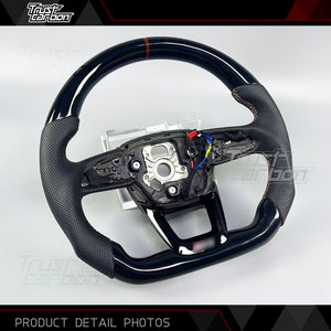 Volante de Fibra de Carbono Negro Brillante Personalizado para Audi Serie <span class=keywords><strong>Q</strong></span> S <span class=keywords><strong>RS</strong></span> 2016-2024 RS3 RS5 Q3 Q5 Q7 Q8 - Product Image 3