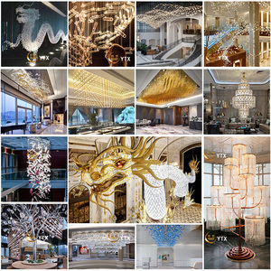 <span class=keywords><strong>Lustre</strong></span> suspendu en perles de cristal, long et <span class=keywords><strong>tombant</strong></span>, moderne, pour hall d'entrée d'hôtel - Product Image 3