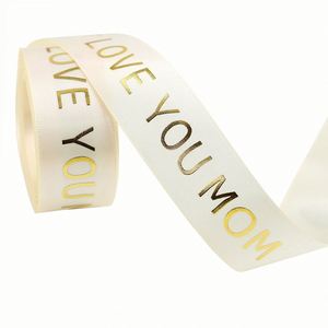Ruban en satin/organza multi-matériaux chaud et élégant de 1,9/2,5 cm x 10 yards avec feuille d'or pour emballage cadeau et décoration de bouquets pour la Fête des Mères - Product Image 6