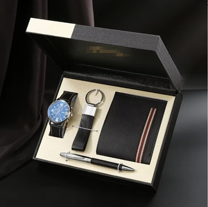 IStapromo Gifts Father's Day Gift Set Watch Keychain Pen <b>Cufflinks</b> Four Sets of Business Men With Hand Gift <b>Box</b> Wholesale - Product Image 2