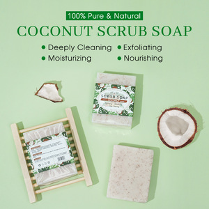 Savon exfoliant au coco Liyalan 100g, fait main, pour le corps, nettoyage en profondeur, hydratant, soin de la peau naturel - Product Image 3