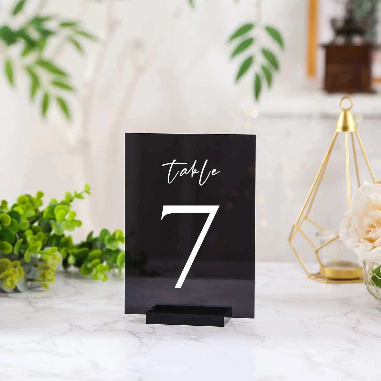 20 Pack Black Acrylic Sign Acrylic Wedding Table Numbers, 5 x 7 inch, DIY Acrylic Sheet for for Wedding Table Number Holder, Ta