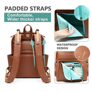 Bolsa de Pañales Impermeable de Cuero PU con 6 Bolsillos Aislados, Mochila Personalizada para Mamá y Papá, Bolsas Organizadoras de Viaje - Certificación BSCI - Product Image 5