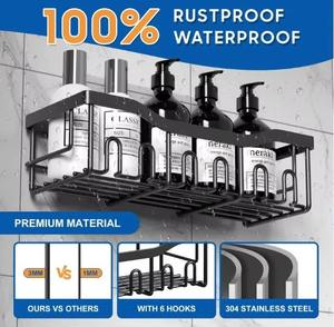 YOTO 5個セット 防錆炭素鋼製バスルームオーガナイザー 穴あけ不要 浴室収納ラックセット 壁掛け収納オーガナイザー - Product Image 3