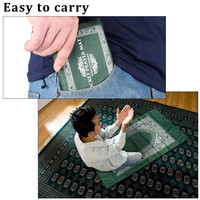 Tapis de prière pliable de poche pour les voyages en plein air, couleur verte, tapis de prière portable, cadeaux pour amis, en stock