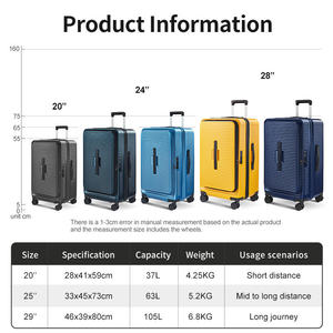 Ensemble <span class=keywords><strong>de</strong></span> bagages à ouverture frontale avec logo OEM, serrure TSA, valise à roulettes 20/24/28 pouces, ABS PC, pour voyage, ensemble <span class=keywords><strong>de</strong></span> <span class=keywords><strong>valises</strong></span> d'affaires, bagages à main - Product Image 3