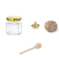 Pot en verre hexagonal de luxe 45 ml pour cadeaux de mariage, miel, confiture, bonbons, avec bâtonnet mélangeur – Meilleures ventes
