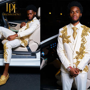 Tuxedos de bal de mariage coupe ajustée pour hommes élégants veste de grande taille à double boutonnage avec <span class=keywords><strong>col</strong></span> en strass et fruits verts - Product Image 2