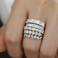 Offre Spéciale 7 pierres bague en argent Sterling 925 0.3ct 3*4mm émeraude Moissanite bague éternité coeur émeraude bague