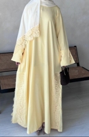 Usine Sharut Abaya OEM/ODM, Abaya de luxe de Dubaï, robe islamique musulmane pour femmes, tenue modeste avec dentelle florale, ensemble Abaya en dentelle Nida