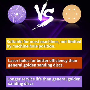 Papel de lija de grano 600 de <span class=keywords><strong>3</strong></span> "75mm, disco de papel de lija 775L, disco de lijado redondo púrpura de múltiples orificios, papel de lija Orbital personalizado para carrocería automática - Product Image 4