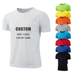 Camiseta Personalizada de Secado Rápido para Hombre, Color Sólido, Manga Corta, Cuello Redondo, Tejido de Poliéster, Corte Regular, Diseño Blanco Liso Informal - Product Image 1