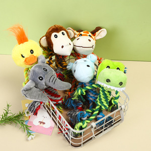 Jouets à mâcher pour chiens <span class=keywords><strong>de</strong></span> compagnie personnalisés en gros, jouets à mâcher en corde pour chiens <span class=keywords><strong>de</strong></span> compagnie durables et luxueux, <span class=keywords><strong>singe</strong></span>, éléphant, dinosaure, jouets interactifs pour chiens - Product Image 4