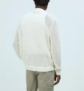 Maglione da uomo con LOGO personalizzato Jacquard maglieria da uomo scollo a V con maglia bianca in maglia Cardigan lavorato a maglia traspirante maglione da uomo