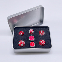 Vente en gros de dés en métal émaillé rouge transparent D4-D20 accessoires de jeu de société pour jeu de rôle de table