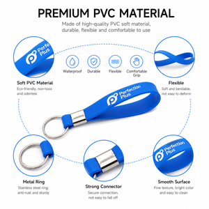 Wholesale Custom PVC Loop Keychain Soft Rubber Wrist Strap <b>Key</b> <b>Ring</b> for Business Promotion - Product Image 3