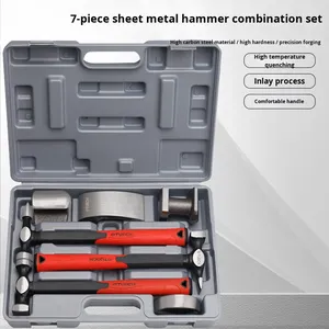 Ensemble de marteaux pour carrosserie, outils de carrosserie, bloc de façonnage, outil de réparation de bosses en tôle, outil de carrosserie à tête plate avec poignée - Product Image 5