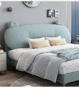 Cama minimalista moderna para niños, cama individual de 1,5 m y 1,8 m para niños y niñas, dormitorio infantil de estilo princesa con marco de madera resistente - Product Image 3