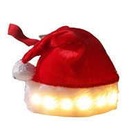 Gorros Navideños con Luces LED, Gorro de Santa Rojo de Felpa, Personalizado para Fiestas